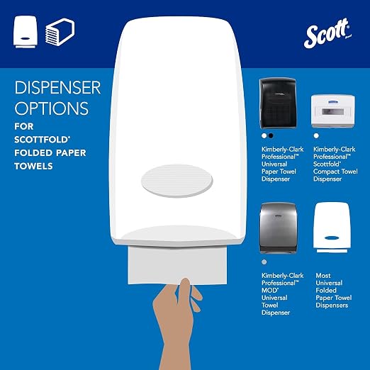 Scott 01980 SCOTTFOLD Paper Towels, 9 2/5 x 12 2/5, White, 175 Towels/Pack, 25 Packs/Carton