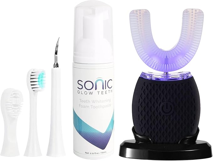 Ultrasonic Toothbrush for Adults Automatic Toothbrush with Soft Bristles Rechargeable Portable 30'' Automatic Timer Wireless Charging Washable for Travel & Home Use (Black)