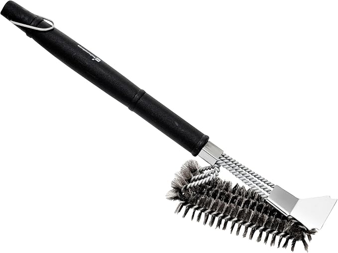 Restaurantware Met Lux 18.5-Inch Grill Brush 1 Durable Grill Cleaning Tool - Triple Head Brush For All Types Of Grills Silver Stainless Steel 201 Grill Accessory Iron Twist Wire Design