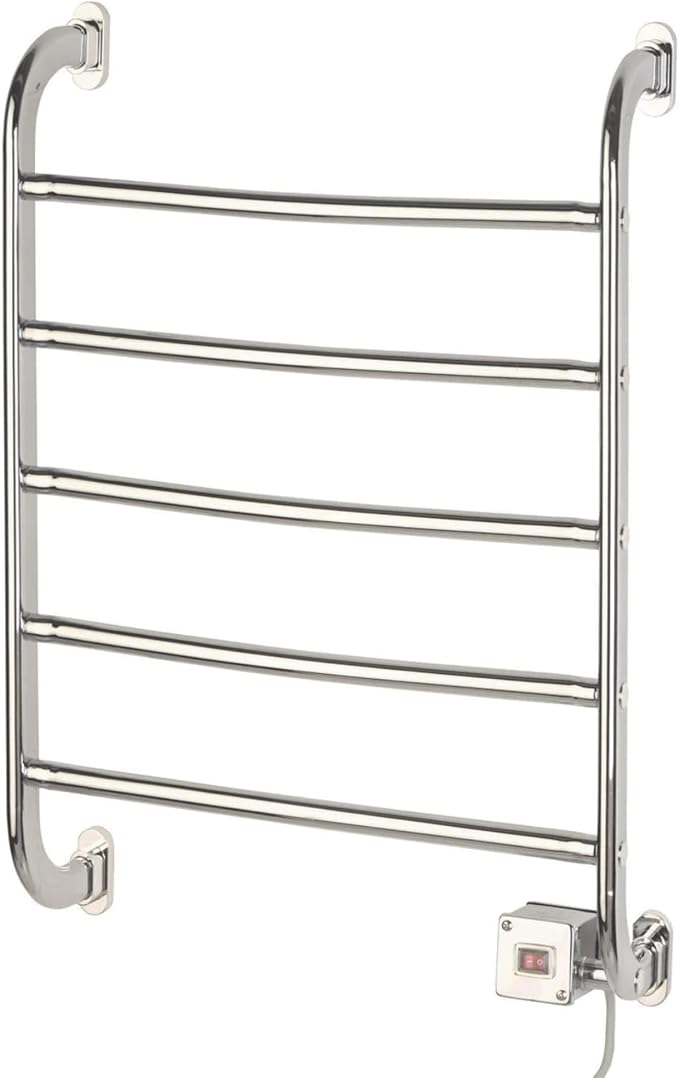 Warmrails Regent Towel Warmer - Wall Mounted Towel Warmer Rack for Drying Towels and Garments - 25.5-Inch Chrome Finish Frame with 5 Bars - Model HSRC