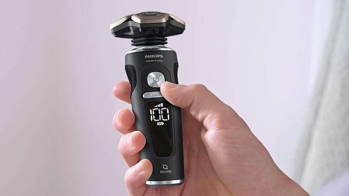 Philips Shaver Razor Series 9000 Prestige, Wet and Dry Electric Shaver, Lift & Cut Shaving System, SenseIQ Technology, Precision Trimmer, Cleaning Pod, Premium Case, Black Matte, Model SP984