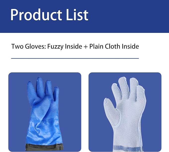 2Pair PVC Chemical Resistant Long Rubber Gloves Elbow Length,Heavy Duty Waterproof Gloves For Dishwashing Cleaning Chemical Pool Pond Acid Work, 25 Inches, Large-(Blue)