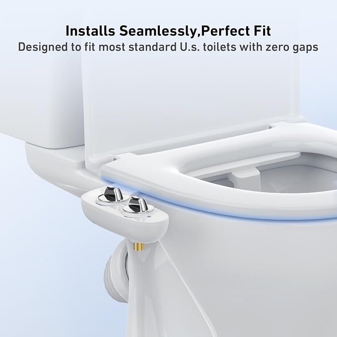 GarveeHome Bidet Attachment for Toilet, Dual Self-Cleaning Nozzles with Rear & Feminine Wash, Adjustable Water Pressure, Easy Installation, White Hygienic Bathroom Accessory