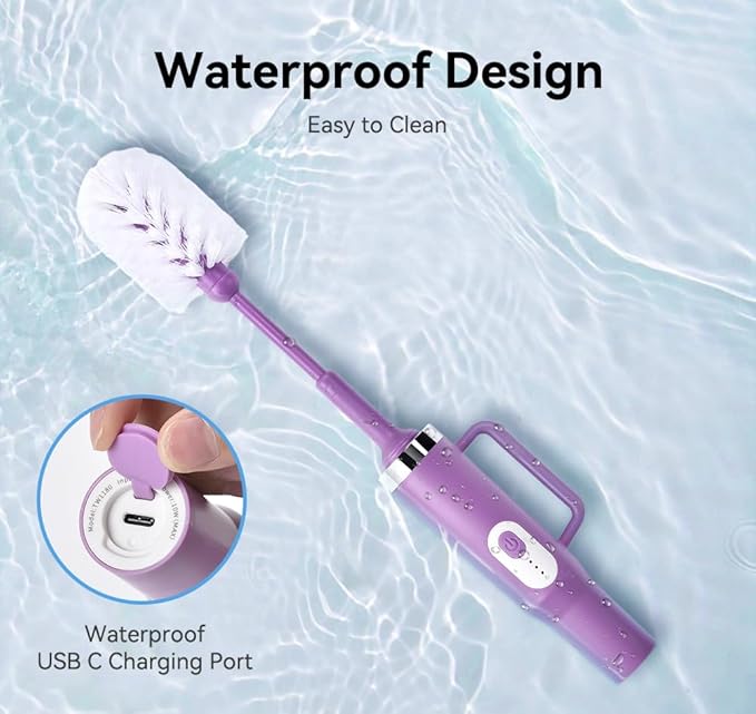 Rechargeable Electric Bottle & Cup Brush, 360° Thorough Cleaning Without Blind Spots, Suitable for Baby Bottles, 64-Ounce Mugs, Straws, Wine Glasses, etc., Easy to Air-Dry and Portable