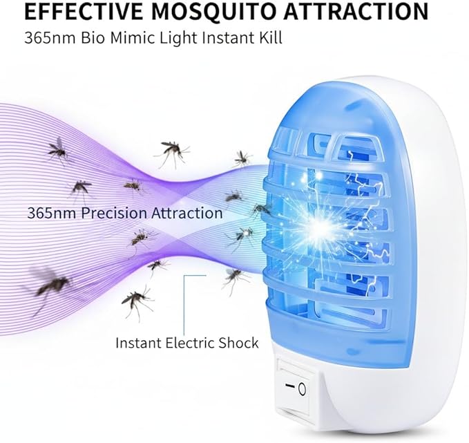 6Pack Bug Zapper Indoor Plug in Mosquito Zapper Indoor,Mosquito Killer for Baby Room,Bedroom&Nursery,Fruit Fly Zapper Insect Killer with Blue Light,Plug in Gnat Killer for Kitchen&Indoor Plant