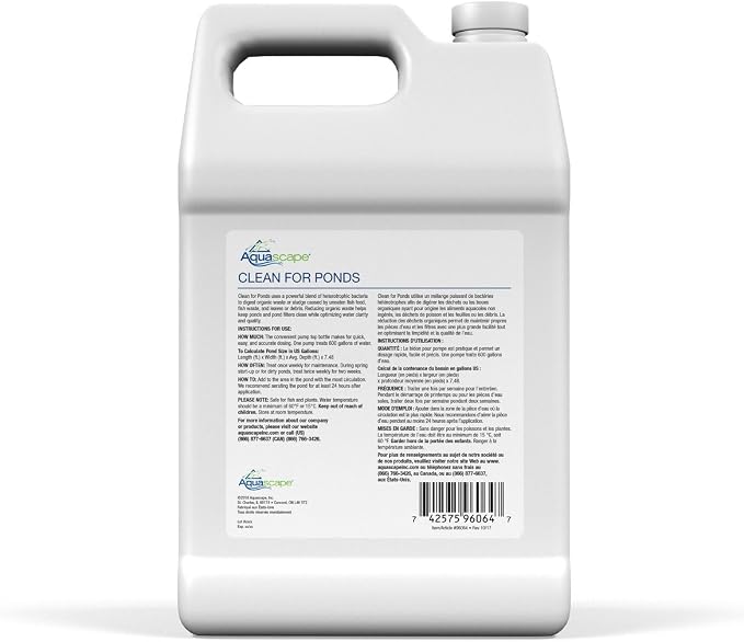 Aquascape Clean Water Treatment for Koi and Fish Ponds, Optimize Water Clearity and Quality, Easy to Use, Powerful Blend of Heterotrophic Bacteria, 1 Gallon / 3.78 L| 96064
