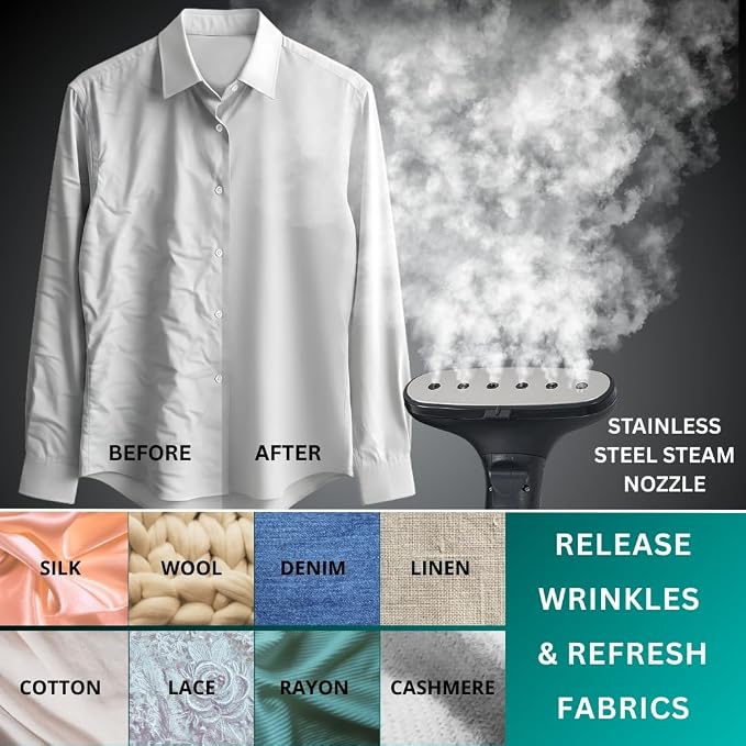 True & Tidy® Pro Smart Auto-Off Commercial Garment Steamer with Extra Large 2.9L (98 oz) water tank, Heavy Duty with 3 Steam Settings, Aluminum Steam Plate, up to 90 mins