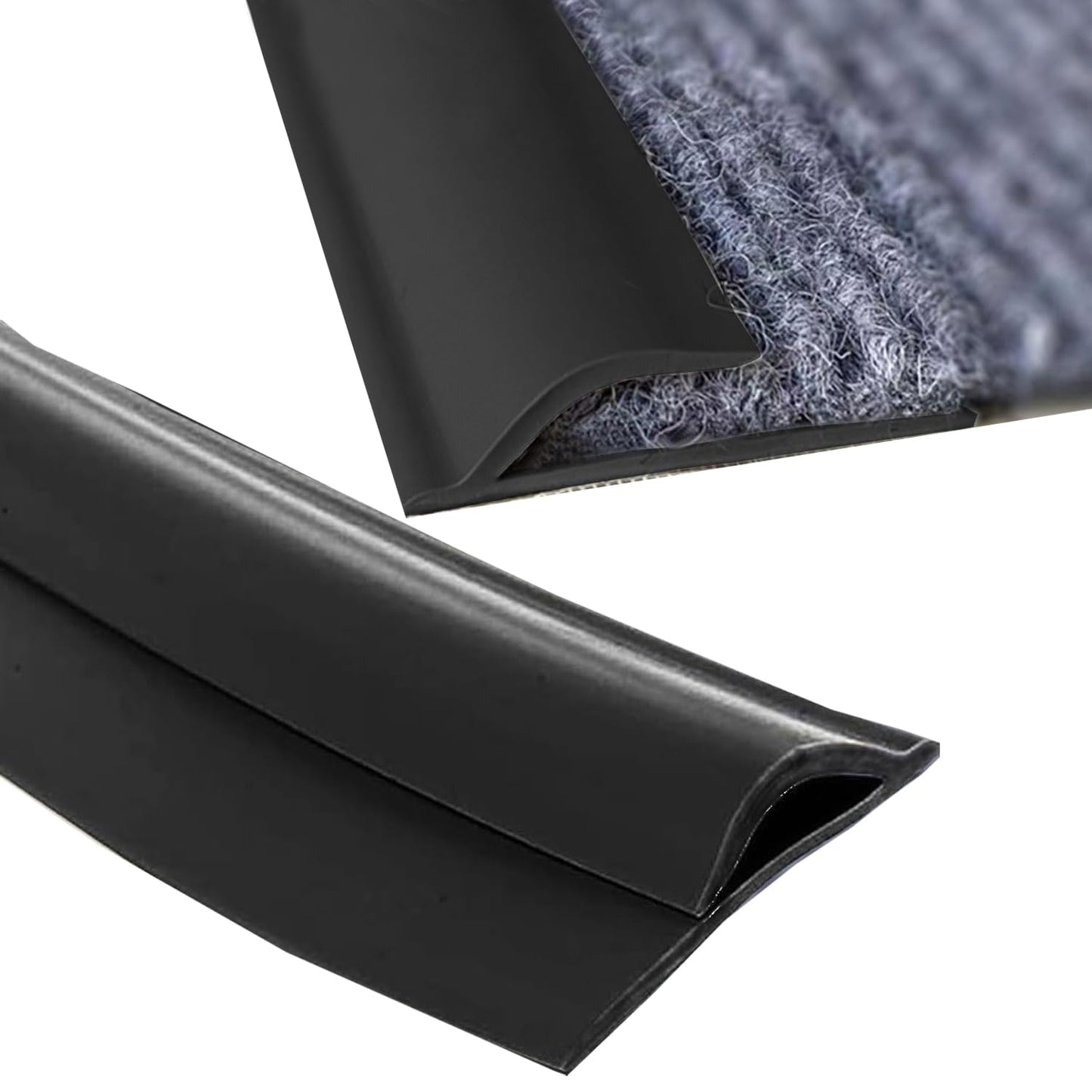 Self Adhesive Carpet Transition Strip with Edge Trim, Designed for Seamless Transitions from Carpet to Tile or Vinyl Floors, Perfect for Doorways.(Black,10ft)