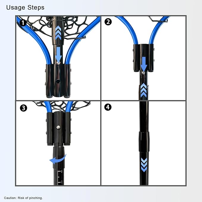 Large Fishing Net with Handle High Strength Landing Net Long Telescoping Rubber Fish Net Extendable Dip Net for Fishing Ideal for River Angling Pier Boat