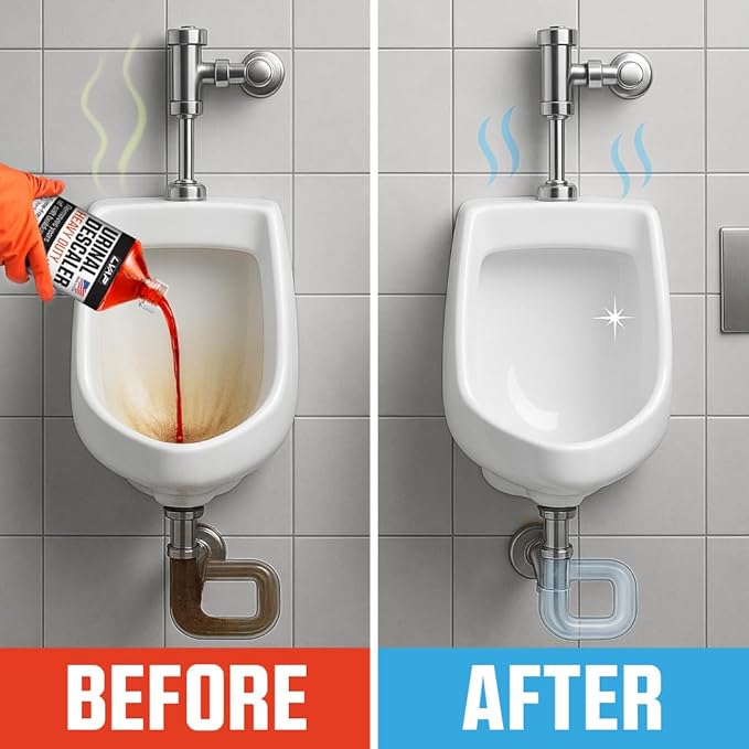 LVAP Heavy Duty Urinal Salt Remover – Made in USA – Commercial Grade Urinal Drain Cleaner & Odor Eliminator. Removes Salt, Calcium, Rust and Scale Build Up – 32 fl oz Bottles - 12 Pack