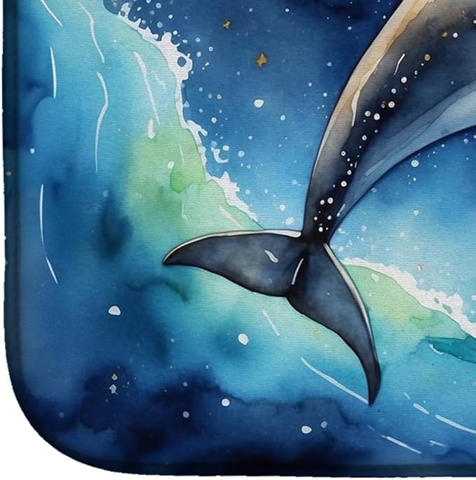 Caroline's Treasures Dolphin in a Starry Sea Dish Drying Mat Absorbent Dish Drying Mat Pad for Kitchen Counter Dish Drainer Mat for Countertop, 14 x 21", Multicolor