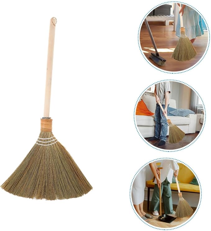 FOMIYES 0.25kg Traditional Asian Corn Broom Soft Bristles for Heavy Duty Cleaning