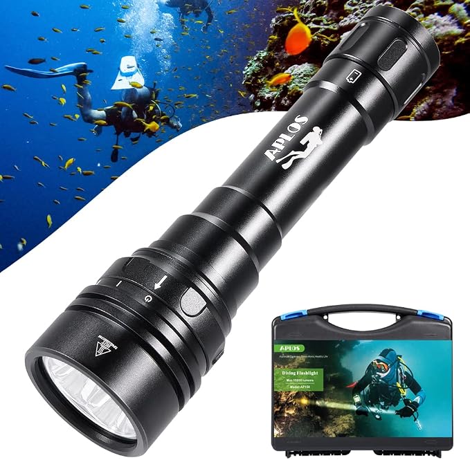 APLOS AP150 Dive Light – 15000 Lumens, Waterproof to 492ft, Powerful Scuba Diving Flashlight