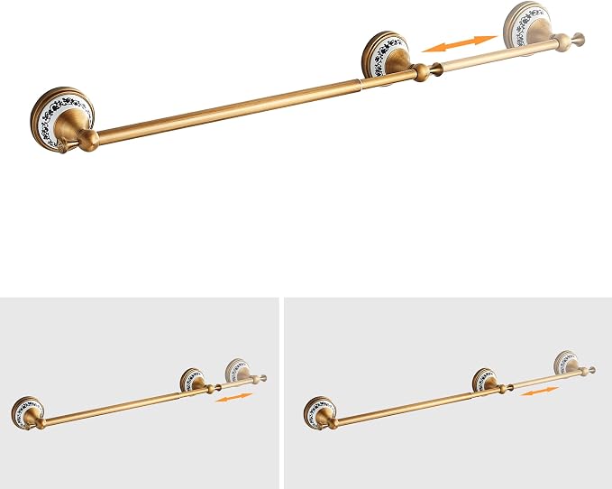 Antique Bronze Bathroom Hardware Set,Adjustable Towel Rack, Toilet Roll Paper Holder,Hand Towel Holder,Hook, Bathroom Accessories Set Wall Mounted,Porcelain Design