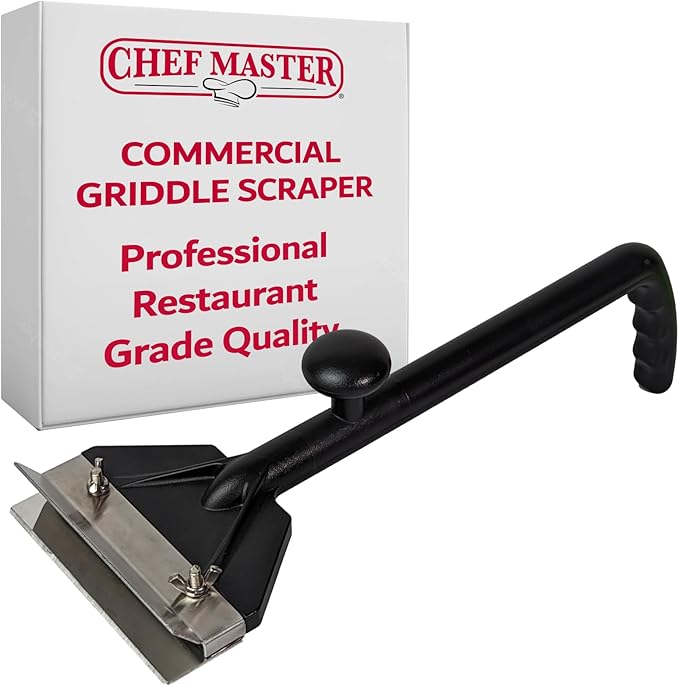 Chef Master Griddle Scraper & Flat Top Grill Cleaner - Griddle Cleaning Kit - Stainless Steel Flat Grill Scraper Tool for Diners, Restaurant, Food Truck - Grilling Accessories - 90254
