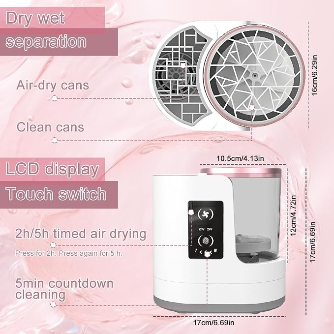 2026 New Makeup Brush Washer Machine,Abnaok 3 in 1 Electric Makeup Brush Cleaner and Dryer for Women,Automatic Makeup Brush Cleaner,Suitable for All Types Brushes,Portable and Easy to Use