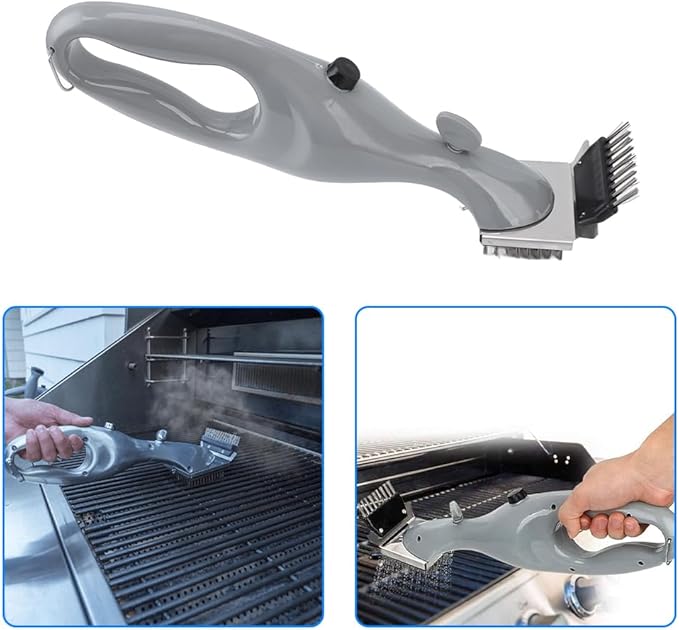 Barbecue Grill Steam Brush,Heavy Duty BBQ Cleaner for Grates Powerful Cleaning Brush Non Scratching Scraper Grate Gas Charcoal Electric Grills Grease Removal Scrubber Deep Cleans