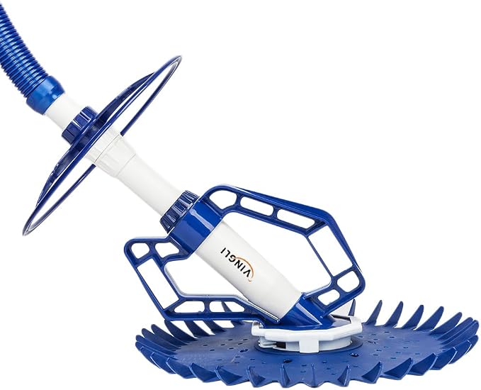 VINGLI Swimming Pool Vacuum Cleaner Automatic Sweeper, Automatic Suction Vacuum with Ten Hoses and Two Yellow Diaphragms, Blue