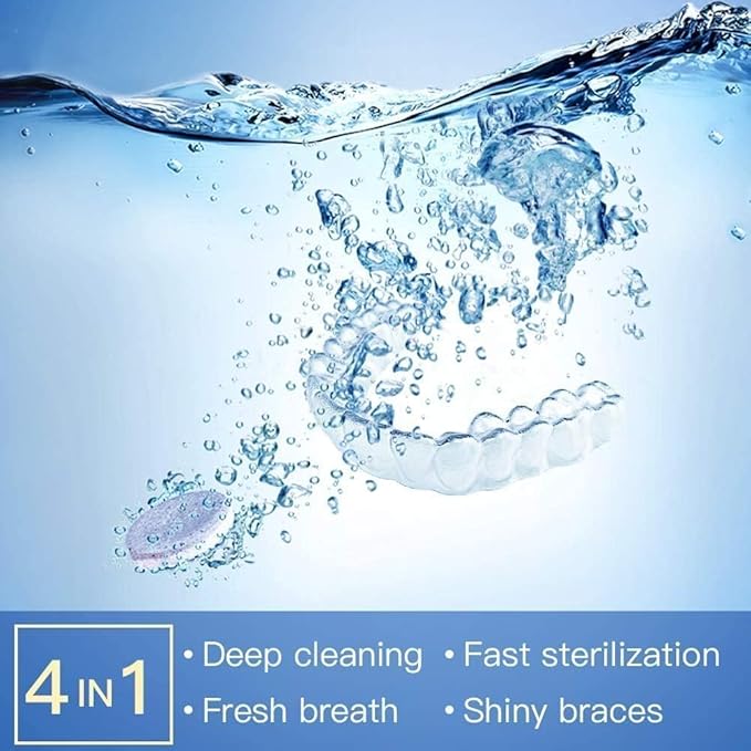 Y-Kelin Retainer and Denture Cleaner 120 Tablets for 4 Months Removes Stains Plaque Odors for Dentures Retainers Mouth Guard and Removable Dental Appliances (120 PCS, Mint Flavor)