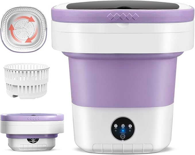 Portable Washing Machine 16L Mini Laundry Washer 3 Modes with Spin Basket Laundry Machine Cleaning Depth Underwear,Baby Clothes Small Shirt for Apartments Dormitories Hotels and Camping (purple)