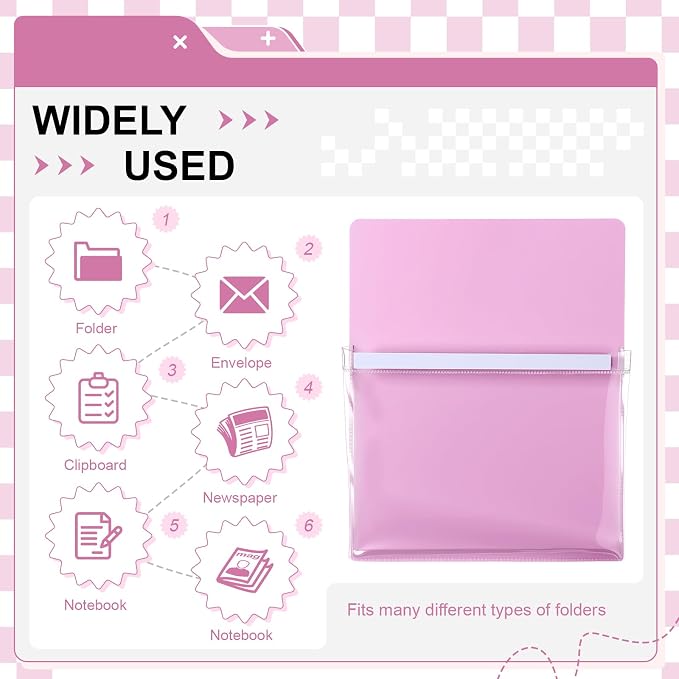 6 Pcs Magnetic File Holder Paper Holder Magnetic Pen Dry Erase Marker Organizer Magnet Pocket Pouch for Whiteboard Refrigerator, 12 x 9.5 in(Pastel)