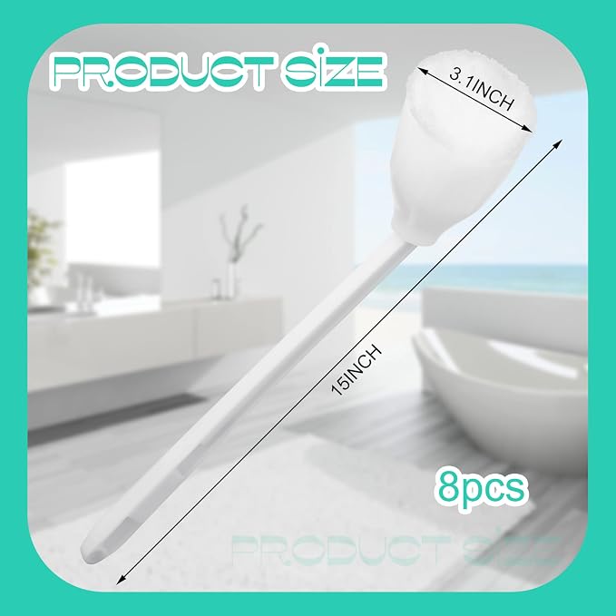 Eaasty Toilet Bowl Mop Toilet Bowl Brush White Soft Swab Bathroom Brush with Holder Long Handle Cleaning Scrubber Bathroom Accessories(8 Pcs)