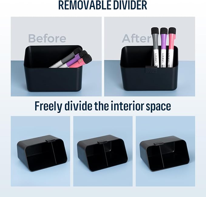 LOUKIN Whiteboard Accessories Bundle | Magnetic Dry Erase Eraser (Gray) & Mini + Small Marker Holder & Whiteboard Cleaner (3.4 fl oz)