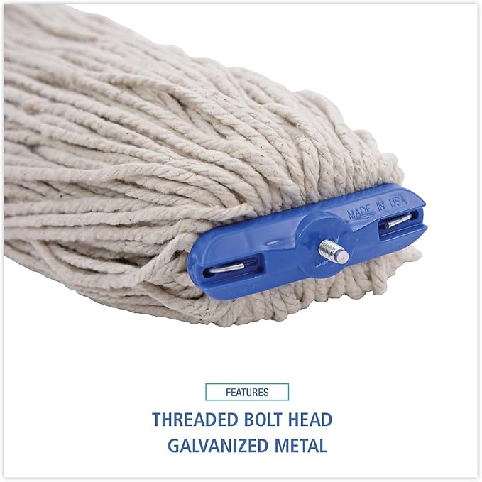 Boardwalk Mop Head, Lie-Flat Head, Cotton Fiber, 24 oz., White, 12/Carton