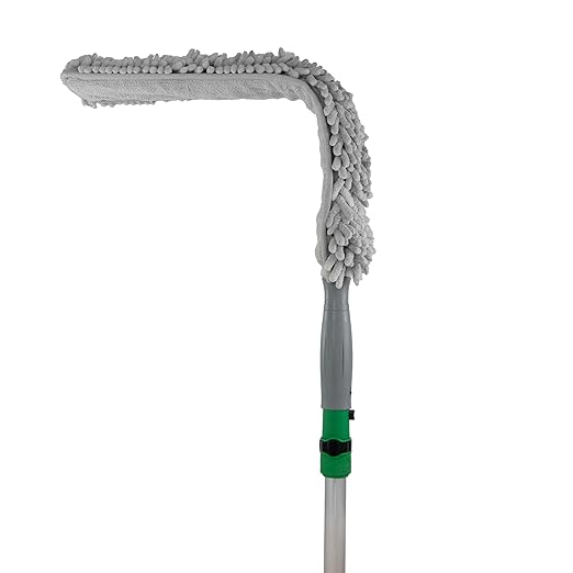Unger Commercial StarDuster Proflex Elite 18"" Microfiber Duster - Dual-Sided Flexible Design, Includes Extra Sleeve - PED18