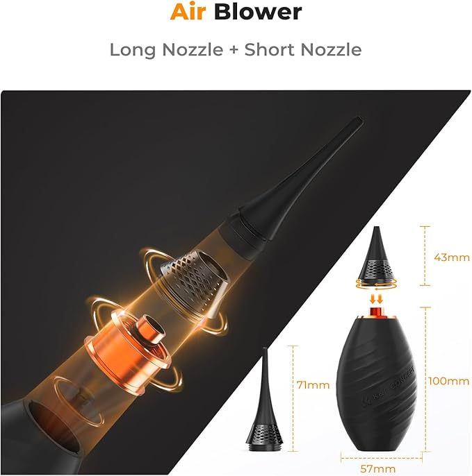 K&F Concept 24mm Full Frame Sensor Cleaning Swab*10+20ml Sensor Cleaner+Long Nozzle/Short Nozzle Air Blower Compatible with Nikon Sony Canon DSLR Camera Sensor