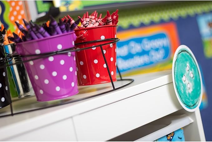 Teacher Created Resources Polka Dot Buckets & Caddy Set (TCR9487)
