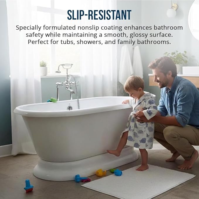 Tub Cast Roll On Bathtub Refinishing Kit by Ekopel – Primer + Top Coat Included – DIY Tub & Tile Reglazing Kit – Bright White Gloss Finish – Longest Lasting PRO/DIY Reglazing Bathtub Paint - Odorless Low VOC Tub Paint Kit – Made in USA (Roll On Non Slip)