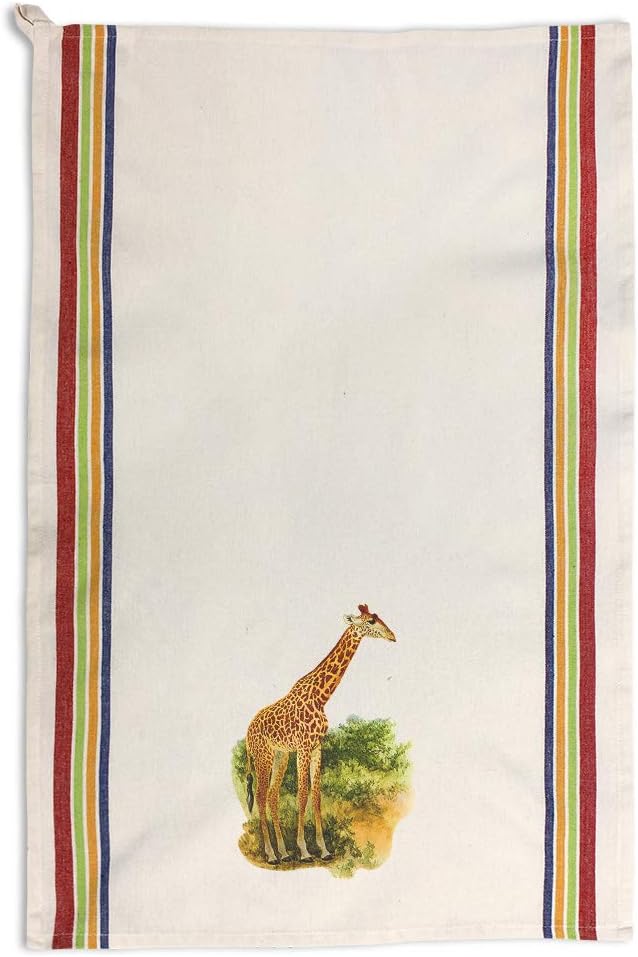 Custom Decor Kitchen Towels Giraffe Vintage Look Animals Wild Animals Cleaning Supplies Dish Towels Multi Stripe Design Only