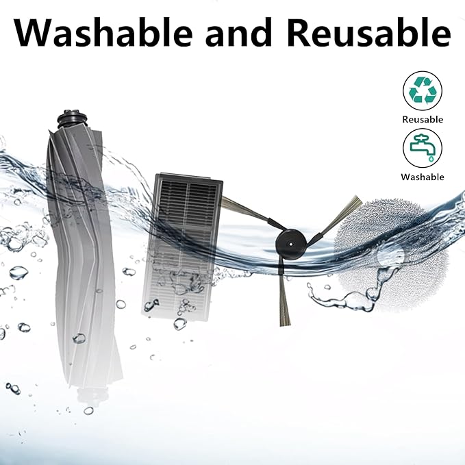 Accessoires for Dreame X40 Ultra Complete, L40 Ultra, for Mova P50 Pro Ultra Vacuum Cleaner, 2 Main Brushes, 4 Mop Pads, 4 Filters, 6 Dust Bags, 6 Side Brushes, for Mova P10 Pro Replacement 24 Pcs