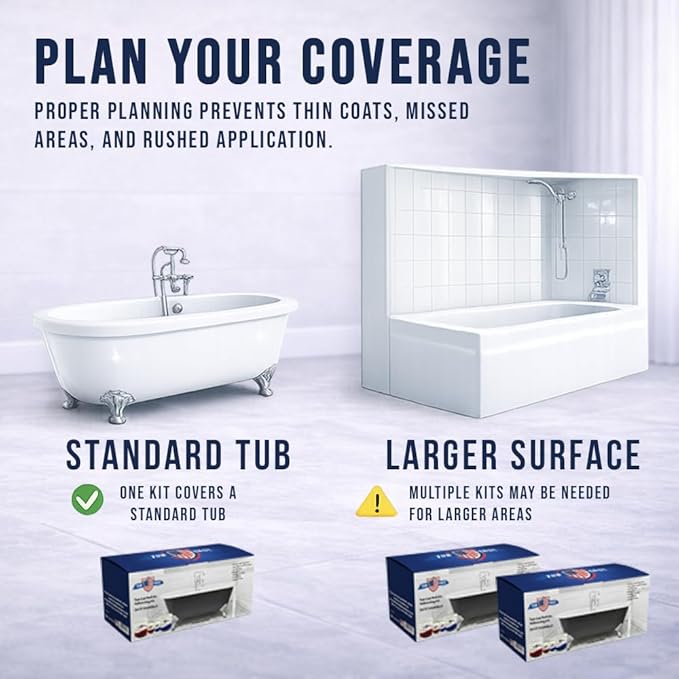 Ekopel Roll On Tub Cast Bathtub Refinishing Kit – Primer + Top Coat Included – DIY Bathtub & Tile Reglazing Kit for Porcelain, Fiberglass & Cast Iron – Bright White Gloss, Low Odor, Made In The USA Tub Paint (1 Pack Standard Bathtub)