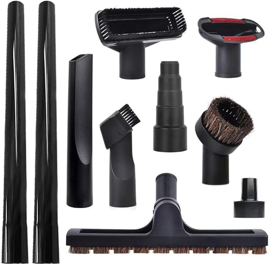 10 Pack Vacuum Attachments for Shop Vac Accessories, 1 1/4" Vacuum Attachments with Hardwood Floor Brush, 2 1/2" to 1 1/4" Vacuum Hose Adapter & 1 7/8" to 1" Adapter for shop Vac Attachment