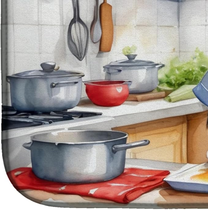 Caroline's Treasures DAC6318DDM Saluki The Chef Dish Drying Mat Absorbent Dish Drying Mat Pad for Kitchen Counter Dish Drainer Mat for Countertop, 14 x 21", Multicolor