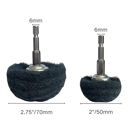 6PCS Non Woven Abrasive Buffing Polishing Wheel Drill Attachment Set,Scouring Pads Power Scrubber Cleaning Kit, Power-Operated Abrasive Wheels Red Green Gray 1/4” Hex Shank 320# 180# 800#