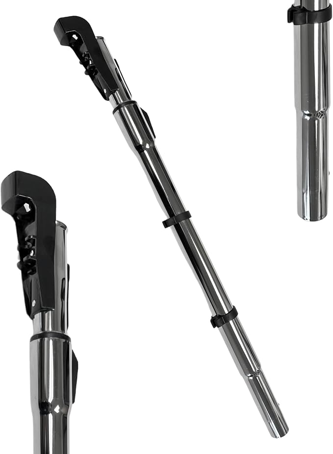 Wessel-Werk Telescopic Central Vacuum Wand with Cord Management Clips, Stainless Steel Construction, Compatible with Corded Powerheads and Standard Gas Pump-Style Hose Handles