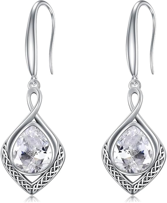PELOVNY Celtic Knot Filigree Earrings for Women 925 Sterling Silver Moss Agate/Birthstone Infinity Earrings Birthday Christmas Jewelry Gifts for Mom Daughter Wife Sister
