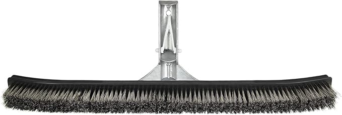 Poolmaster 18-Inch Stainless Steel Pool Algae Brush, Heavy-Duty Aluminum Back, for Gunite Concrete Pools and Spas, Wide Head for Fast Wall and Floor Cleaning