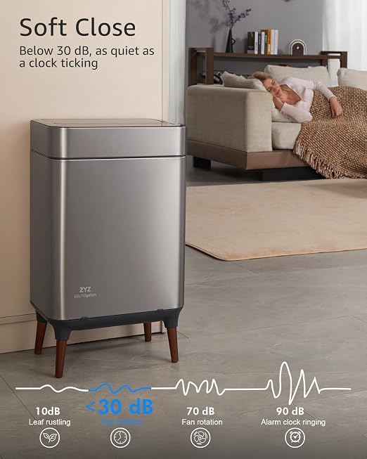 Automatic Trash Can Touchless 13 Gallon / 50L, Motion Sensor Trash Can with USB Rechargeable, Butterfly Soft-Close Lid & Ozone Sanitizing, Automatic Garbage Can for Kitchen (Includes 240 Trash Bags)