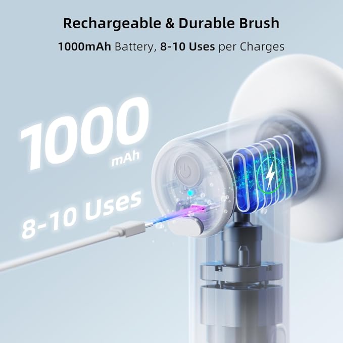 uahpet Automatic Foaming Pet Brush, Rechargeable & IPX7 Waterproof Dog Scrubber with Soft Silicone, One-Button Deep Cleaning Dog Bath Brush for Short and Long Haired Pet