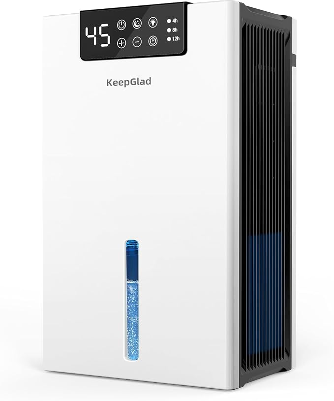 Dehumidifier, Dehumidifiers for Home(1000sq.ft), 98 OZ Dehumidifier Washable Air Filter, Dehumidifiers for Basement with Drain Hose, Auto Shut Off, Timer Setting, Humidity Display, White