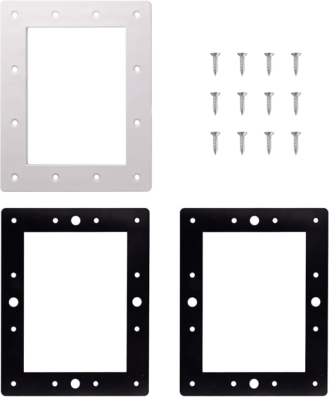 SPX1084L Skimmer Faceplate & SPX1084B Fiber Gaskets Compatible with Hayward 1084 Skimmer (White 8 1/2” x 10 3/4” Outside)