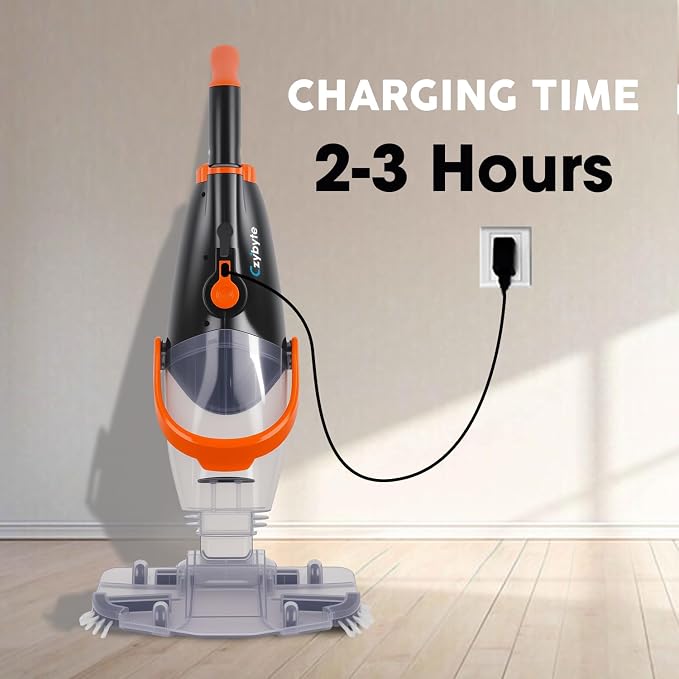 Handheld Pool Vacuum Cleaner, Rechargeable Pool Bottom Cleaner with Strong Suction, 1 H Runtime,for Above Ground/Inground Pools, Spas and Hot Tubs,Orange