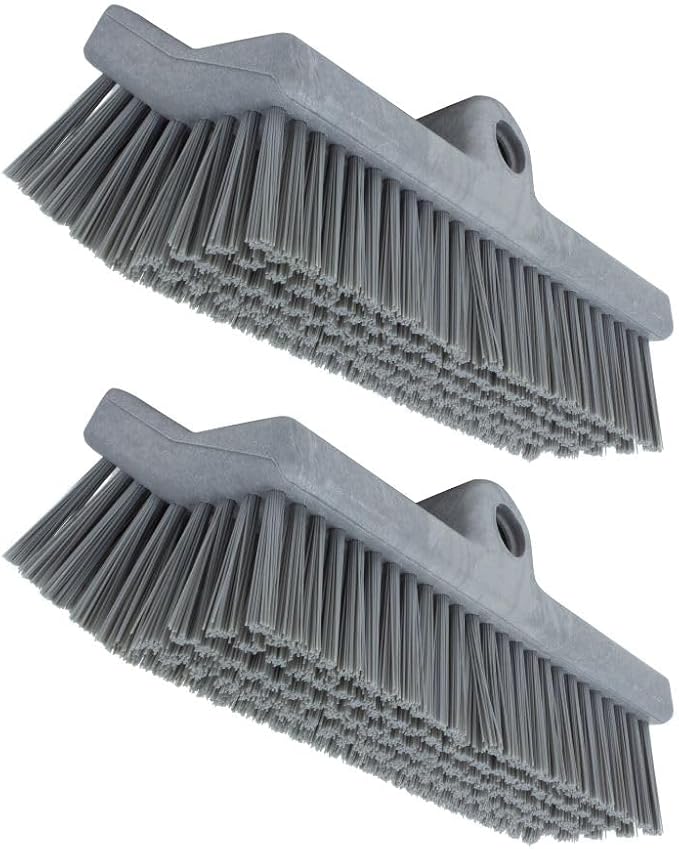 SPARTA 40423EC23 Plastic Floor Scrub Brush, Wall Brush, Equipment Brush With Nonabsorbent Bristles For Industrial Kitchens, Hospitals, Commercial Cleaning, 10 Inches, Gray, (Pack of 2)