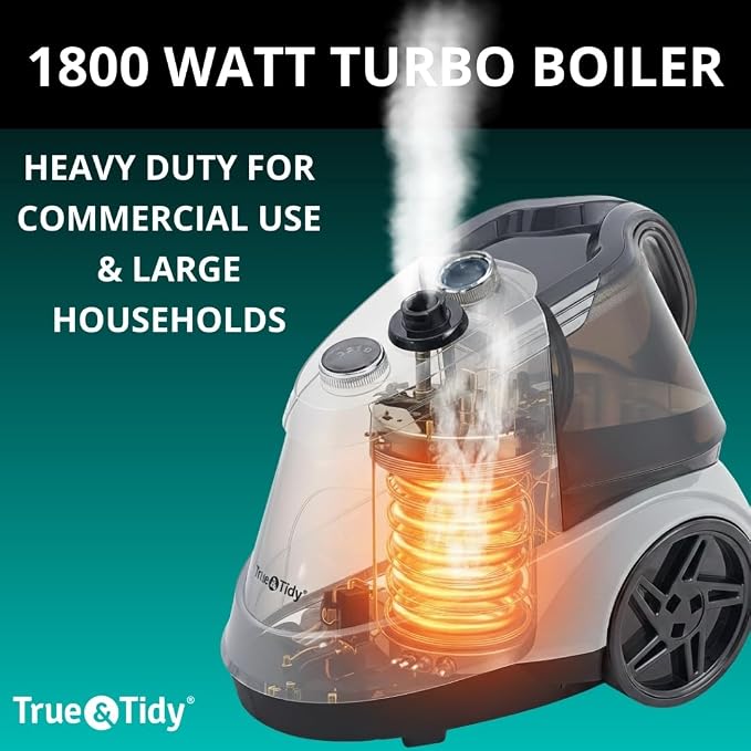 True & Tidy® Pro Smart Auto-Off Heavy-Duty Commercial Full Size Garment Steamer for Clothes with 3 Steam Settings, Extra Large 2.9L (98 oz) Water Tank, 1800 watts, 90+min of Steam