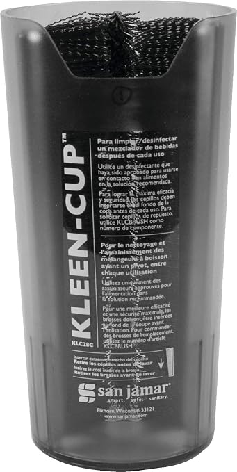 San Jamar KLC28C Kleen Spindle Mixer Sanitizing Cup, 4" Diameter x 7-3/4" Height