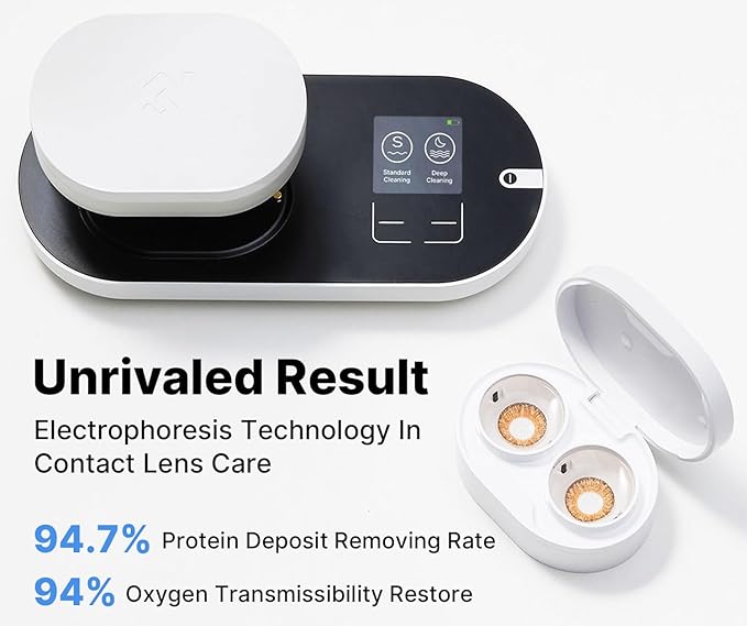ReO2 Gen6 Soft Contact Lens Cleaner for Moisture Retention, Advanced Cleaning Solution with Electrophoresis Technology, Deep Clean and Rehydrate in 10 Min, with Mirror and Tweezer (White)
